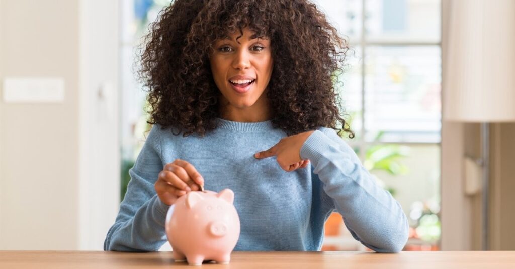 african american woman saving money